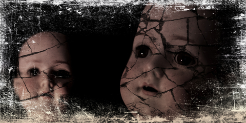 Two creepy dolls grunge